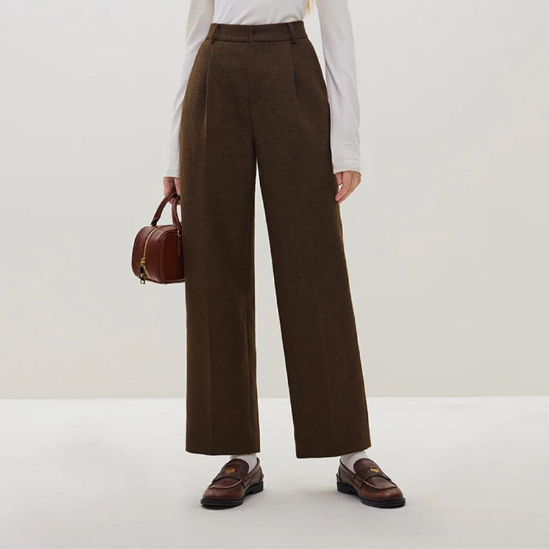 women's high-waisted wool straight pants - MRSLM