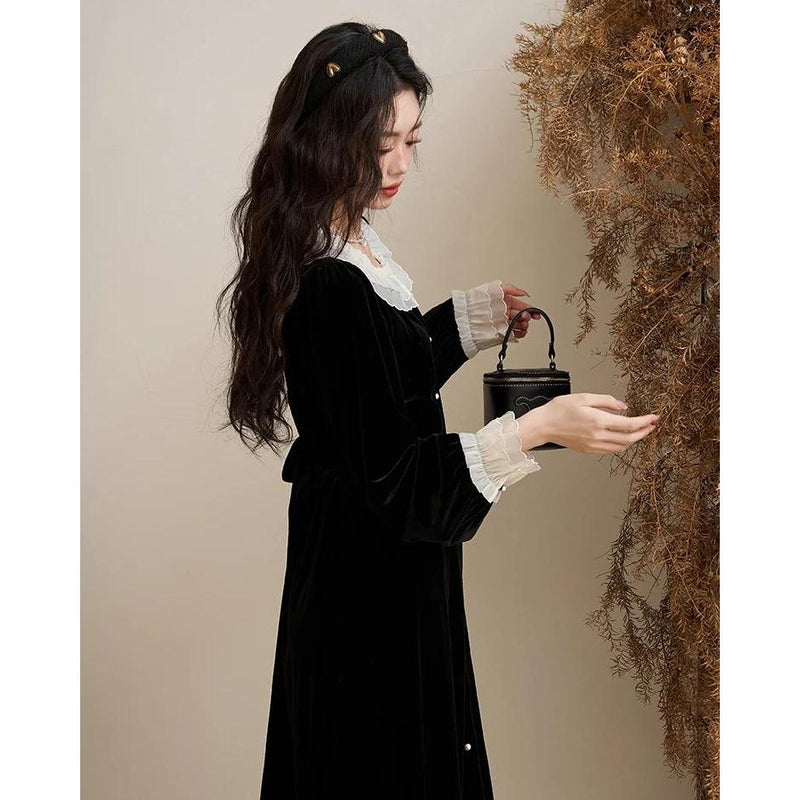 velvet button down dress, view 5 - MRSLM