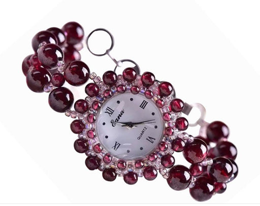 garnet bead bracelet watch - MRSLM