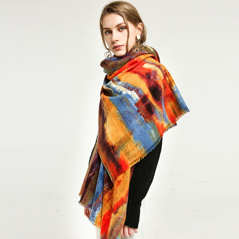 Graffiti print tassel scarf, view 4 - MRSLM