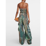 strapless denim jumpsuit, view 4 - MRSLM