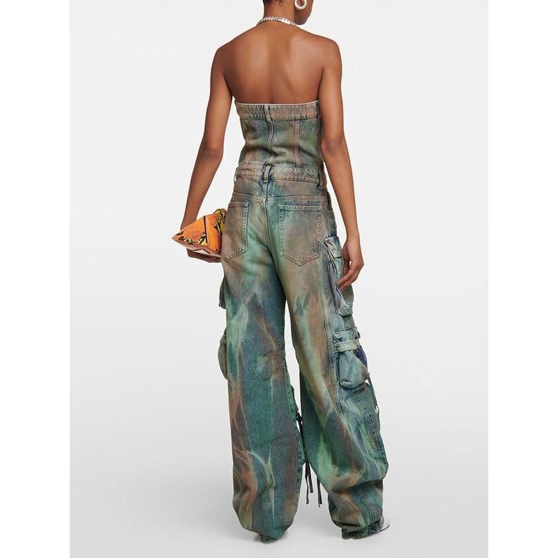strapless denim jumpsuit, view 4 - MRSLM