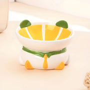 tilted raised ceramic cat bowl, view 2 - MRSLM