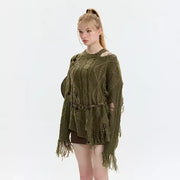 hollowed-out tassel knit sweater, view 5 - MRSLM