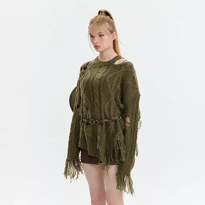 hollowed-out tassel knit sweater, view 5 - MRSLM