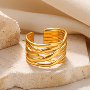 vintage stainless steel adjustable geometric ring, view 3 - MRSLM