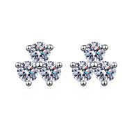 sterling silver moissanite clover earrings, view 4 - MRSLM