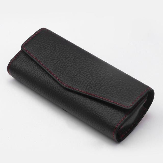 Luxury Cowhide Leather Sunglasses Case for Car Visor