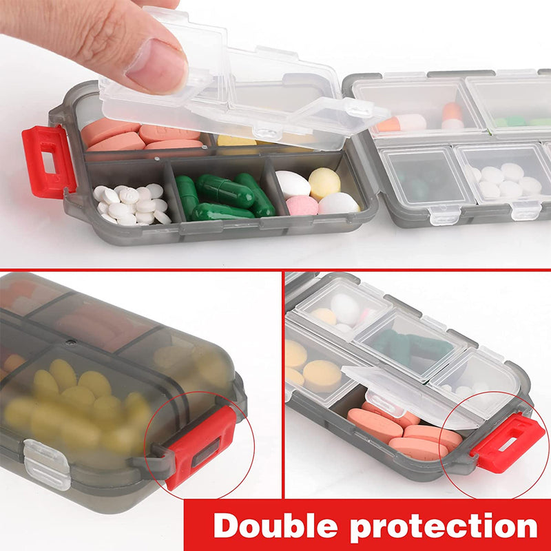 portable 10-grid travel pill organizer, view 12 - MRSLM