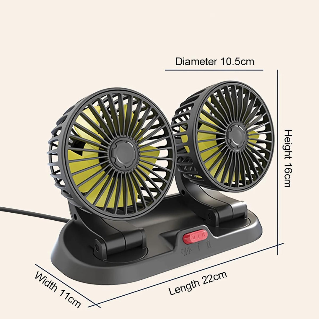 Adjustable Dual Head USB Car Fan