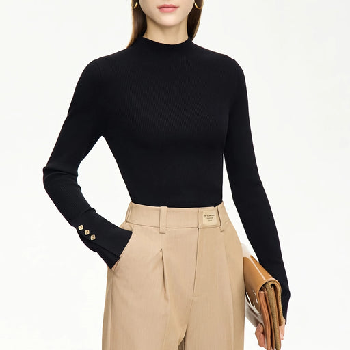 mock neck sweater with slit cuffs - MRSLM