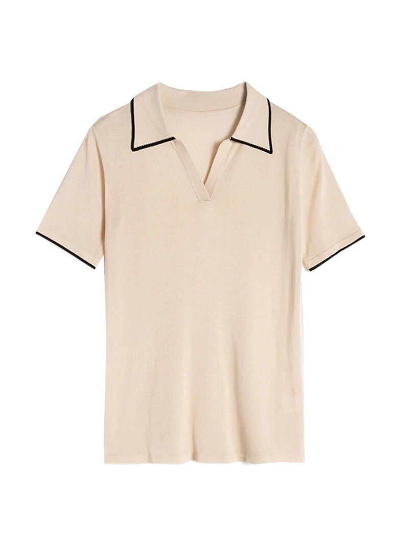 women's silk-blend knitted t-shirt, view 2 - MRSLM