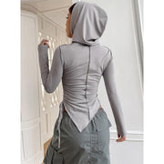 asymmetrical cropped hoodie, view 5 - MRSLM