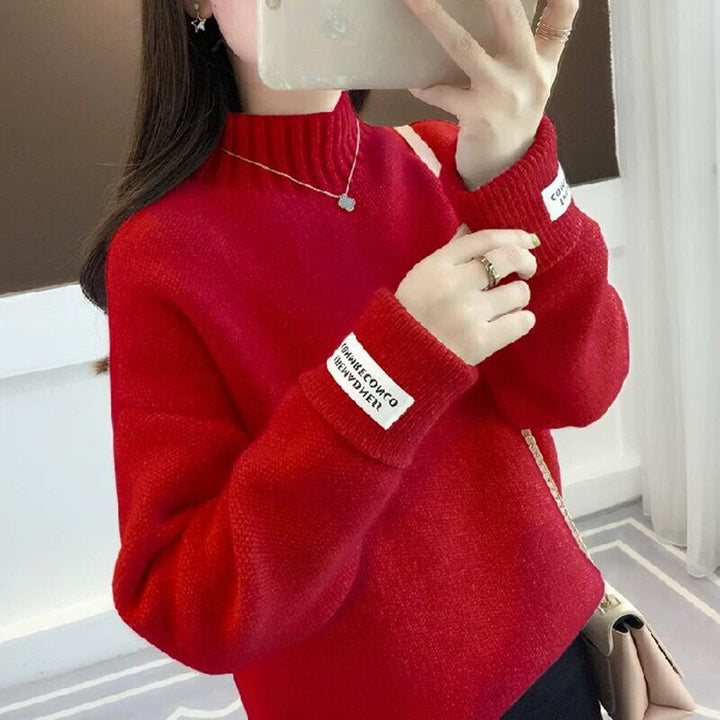 Mock Neck Sweater Women's Knitted Bottoming Shirt