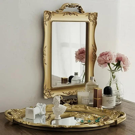 vintage european gold mirror decorative tray - MRSLM