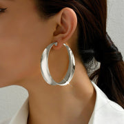 glossy geometric hoop earrings, view 5 - MRSLM