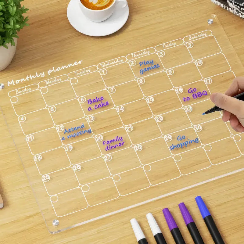 Clear acrylic magnetic fridge calendar board - MRSLM