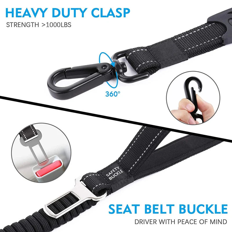 reflective nylon dog leash and seat belt, view 9 - MRSLM
