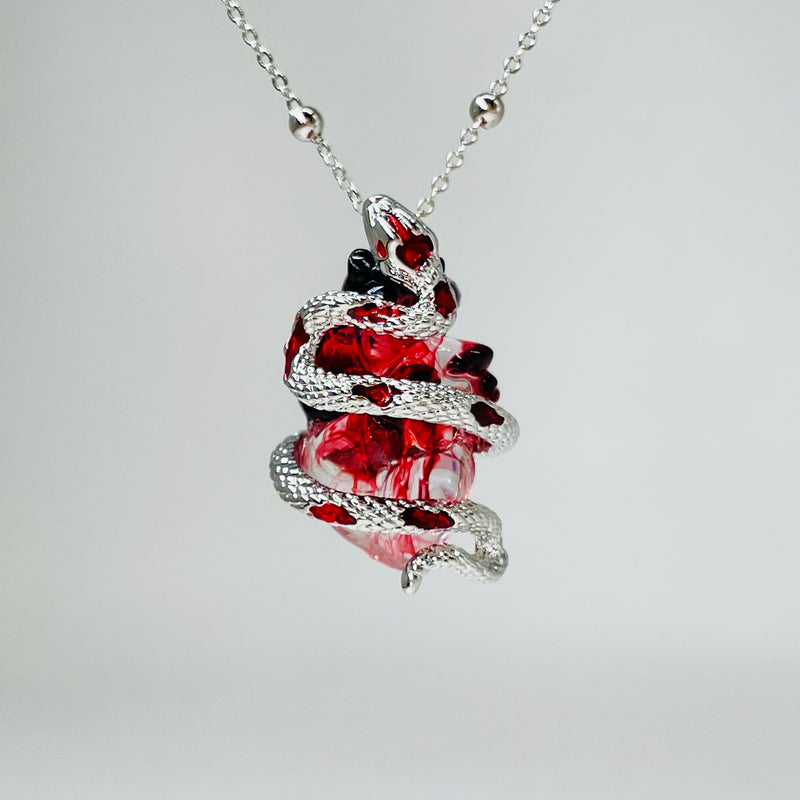 snake heart pendant necklace, view 3 - MRSLM
