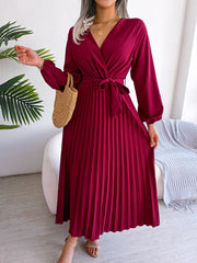 elegant pleated chiffon maxi dress, view 5 - MRSLM