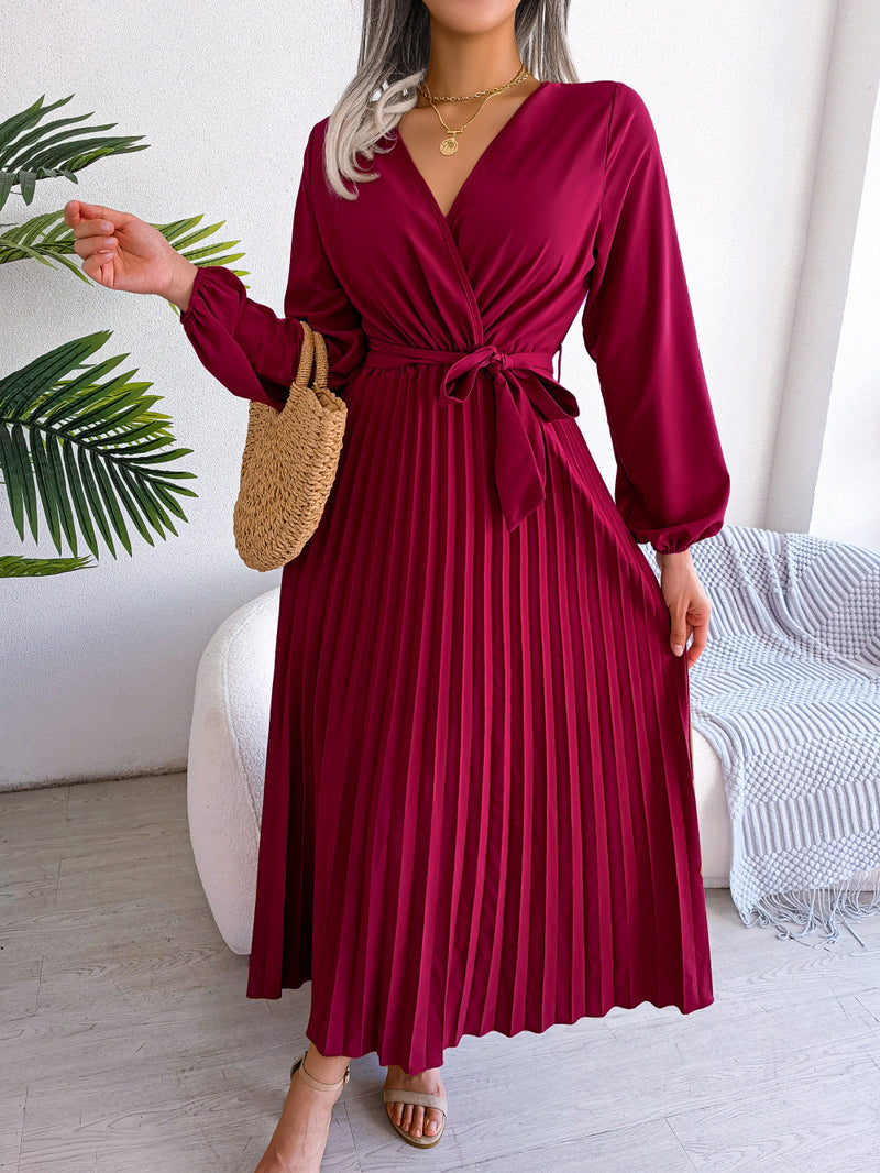 elegant pleated chiffon maxi dress, view 5 - MRSLM