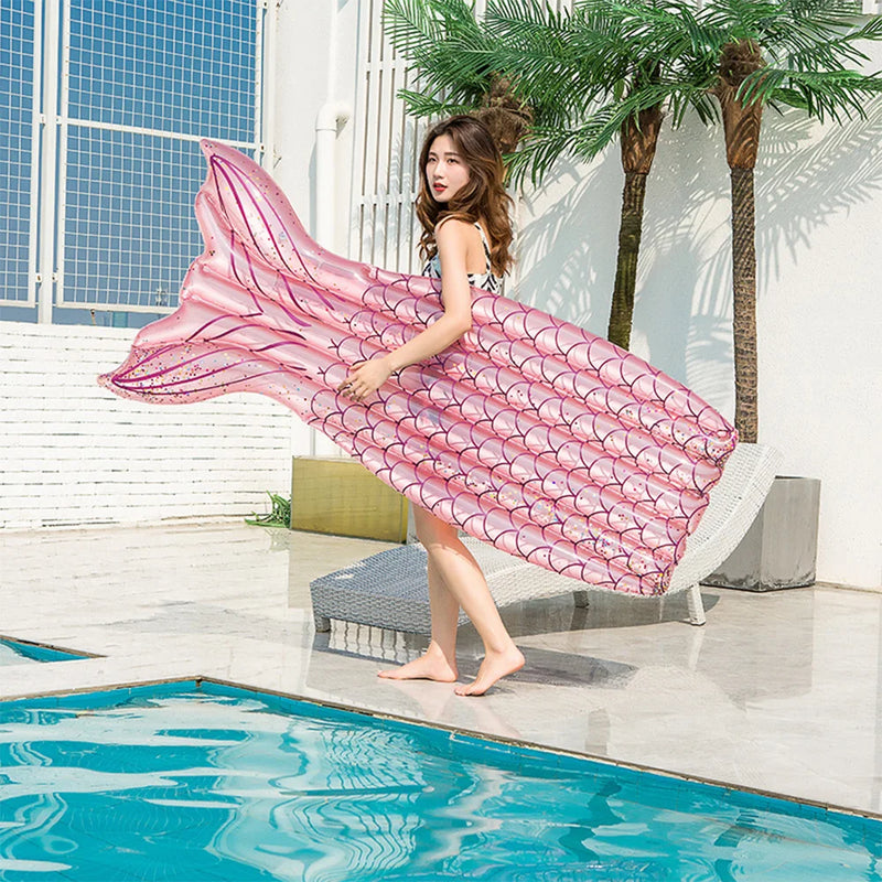 mermaid inflatable pool lounger, view 3 - MRSLM