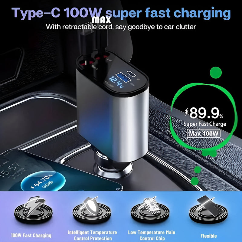 4-in-1 120W retractable car charger, view 7 - MRSLM