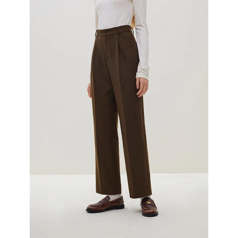 women's high-waisted wool straight pants, view 4 - MRSLM