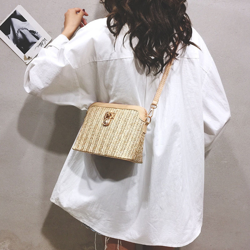 summer straw bucket bag, view 9 - MRSLM
