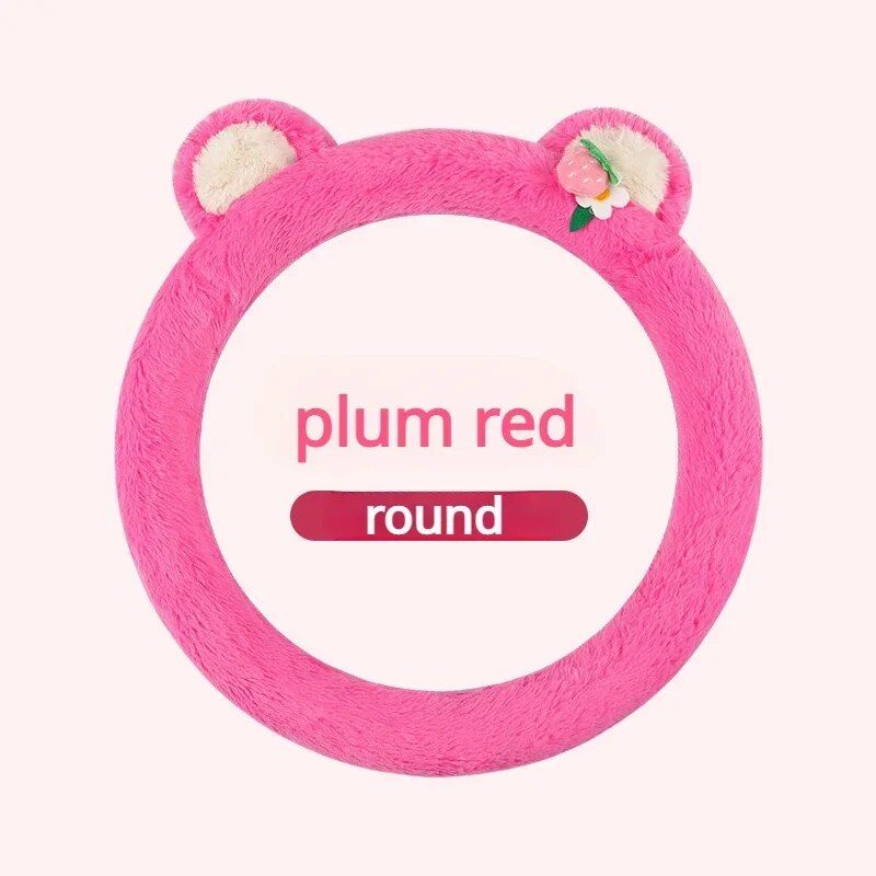 Pink Cat Ears Plush Steering Wheel Cover