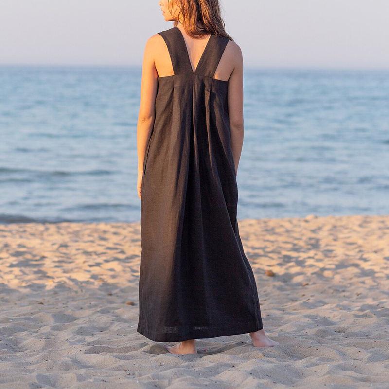 square collar sleeveless midi sundress, view 7 - MRSLM
