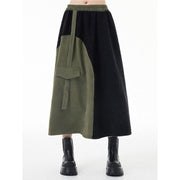 green and black asymmetric A-line skirt, view 3 - MRSLM