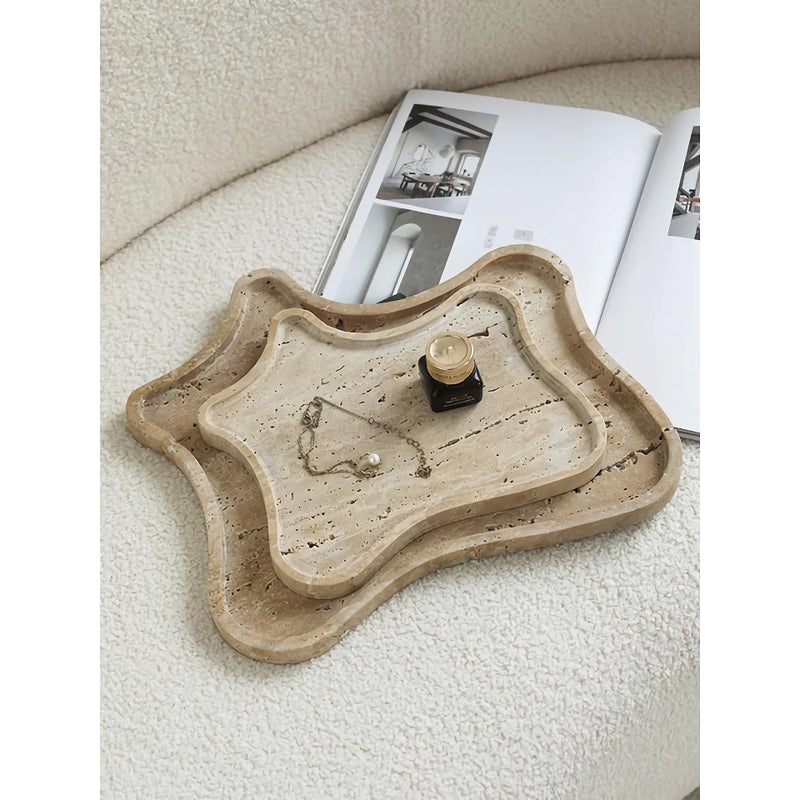 vintage travertine stone tray, view 7 - MRSLM