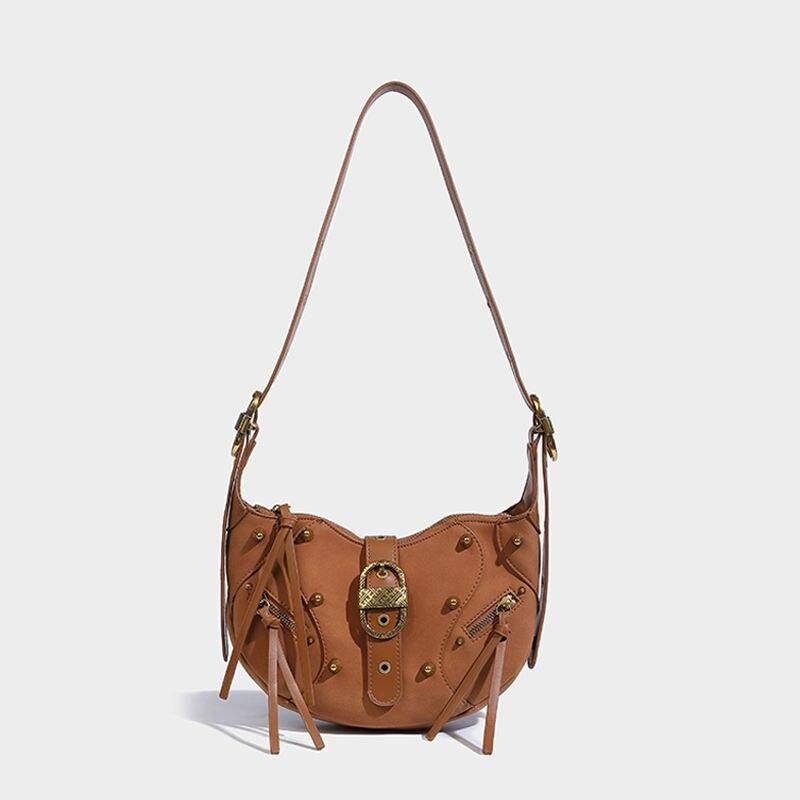 pink punk pu leather sling crossbody daypack, view 9 - MRSLM