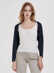 long sleeve knit crop top cardigan, view 2 - MRSLM
