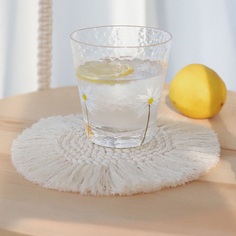 handmade macrame cotton coasters, view 8 - MRSLM
