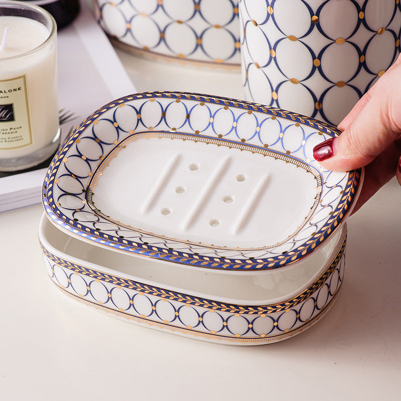 nordic gold inlay ceramic soap holder, view 12 - MRSLM