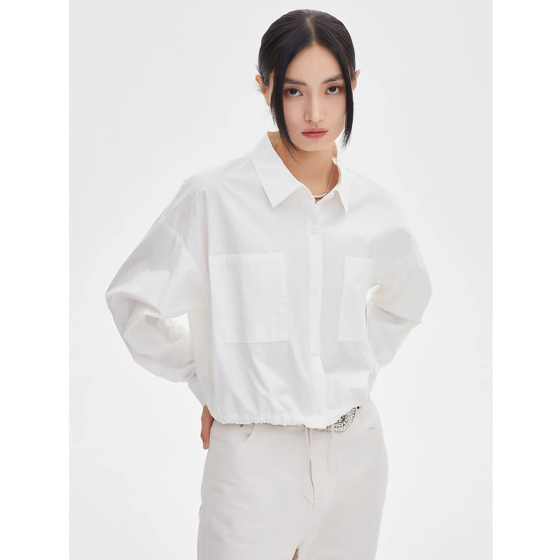 button lapel blouse, view 2 - MRSLM