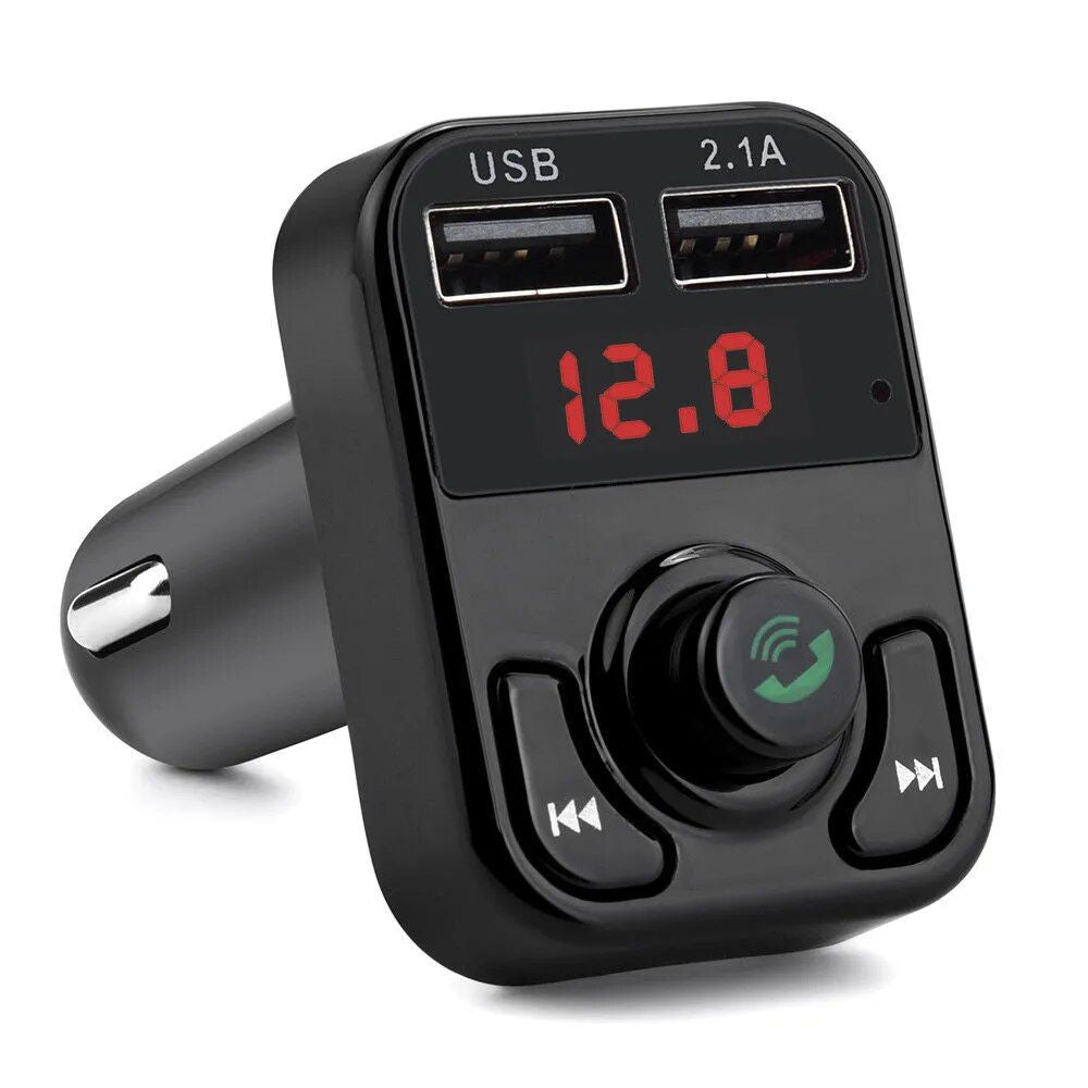 Bluetooth 5.0 Car FM Transmitter with Dual USB PD Charging & LED Backlit MP3 Player