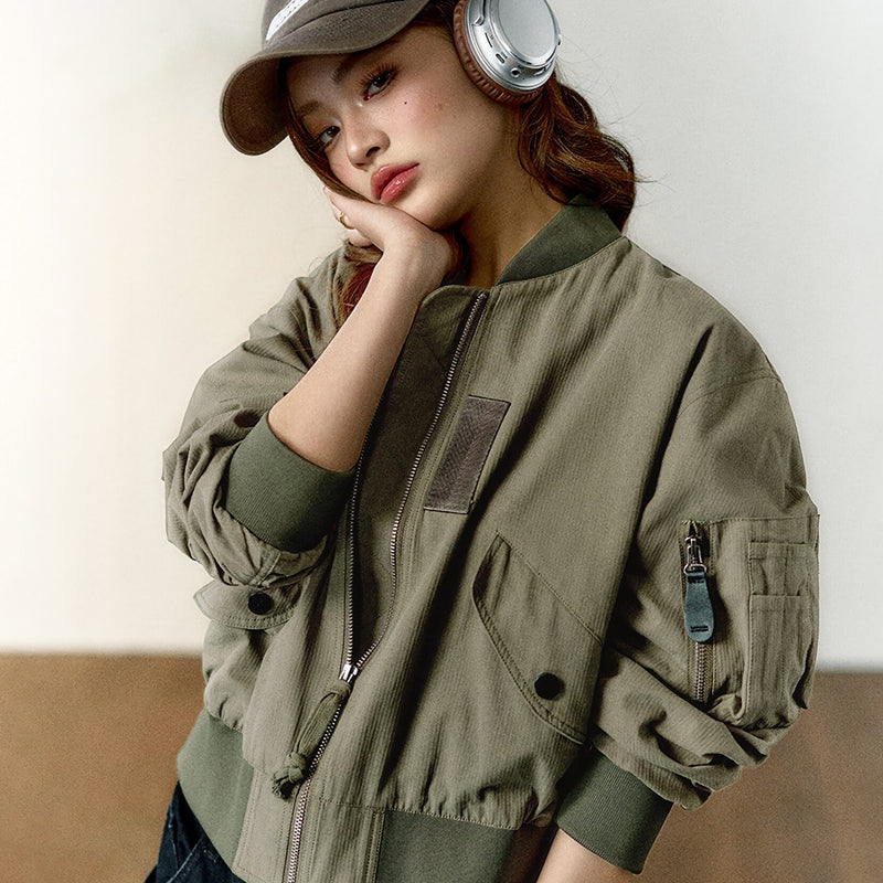 women's retro varsity bomber jacket, view 4 - MRSLM