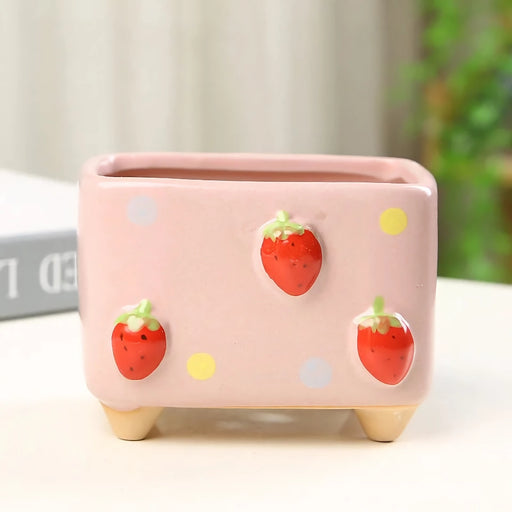 mini square ceramic flower pot, view 3 - MRSLM