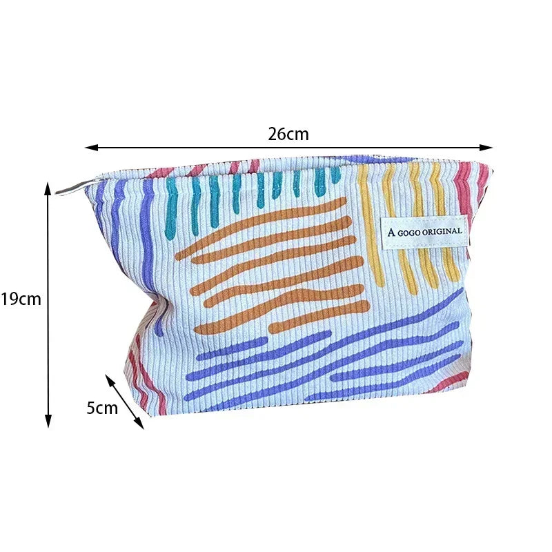 Corduroy striped makeup organizer bag, view 6 - MRSLM