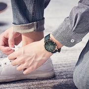 men's calendar leather quartz watch, view 3 - MRSLM
