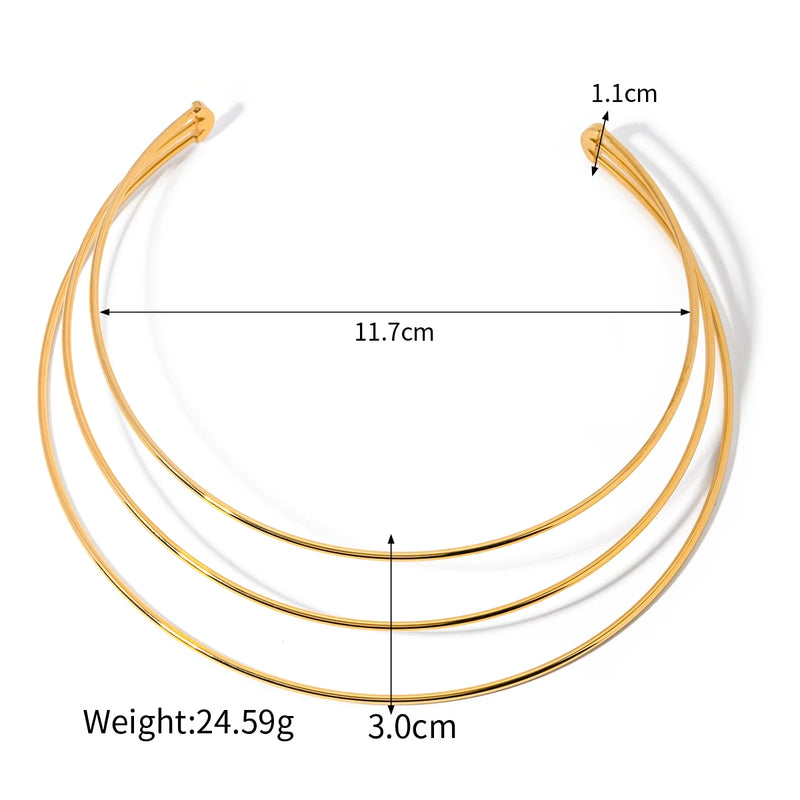 Gold three-layer necklace, view 2 - MRSLM
