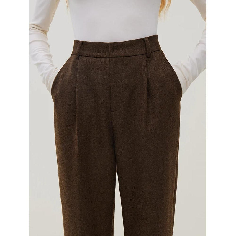 women's high-waisted wool straight pants, view 6 - MRSLM