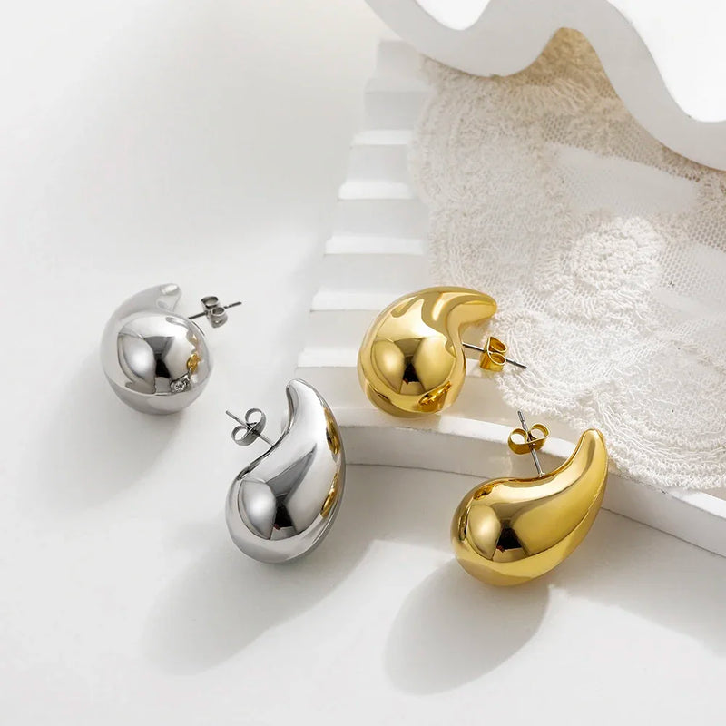 chunky gold-plated waterdrop earrings, view 8 - MRSLM