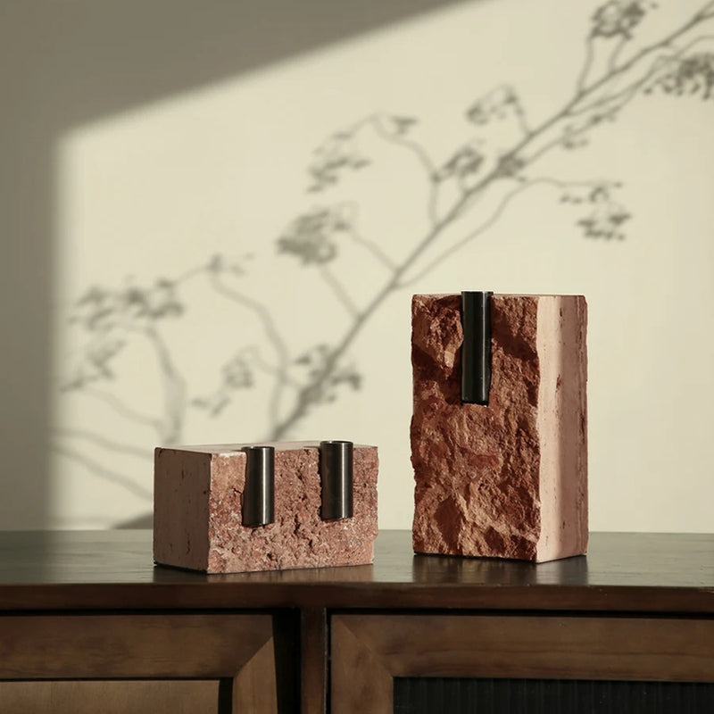 red travertine vase - MRSLM