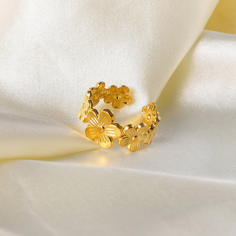 adjustable gold flower ring - MRSLM