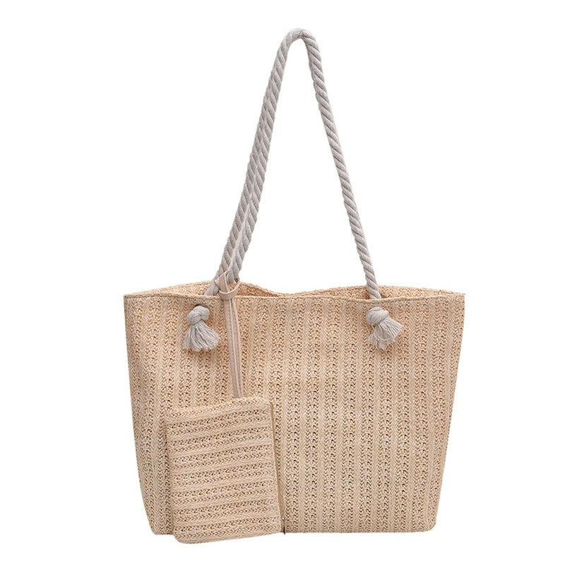 Woven Summer Straw Tote Bag with Mini Purse