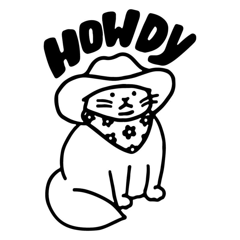 howdy cat cartoon vinyl decal - MRSLM